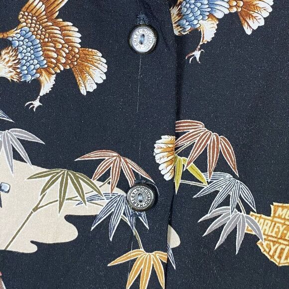 Harley Davidson Motorcycles Biker Black Graphic Button Up Sleeveless Shirt Sz L - Picture 5 of 7